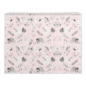 美しい葉を描いた白黒の壁紙 カレンダー (カバー)