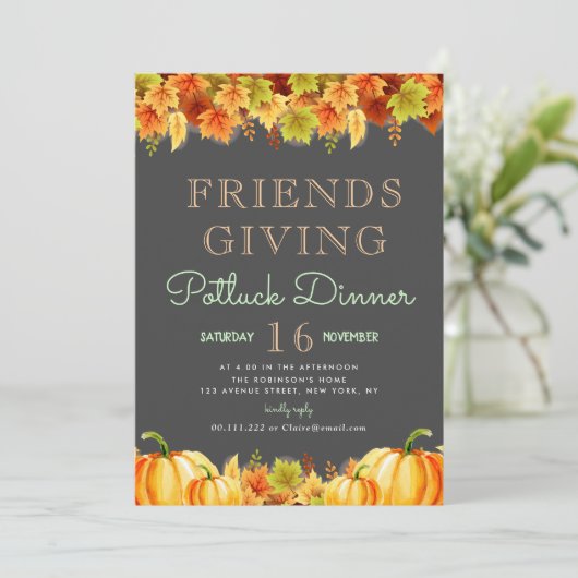 美しい葉感謝祭のポトラックディナーパーティー 招待状 (スタンド正面)
