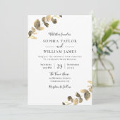 美しい葉金ゴールド秋秋春の結婚式 招待状 (スタンド正面)