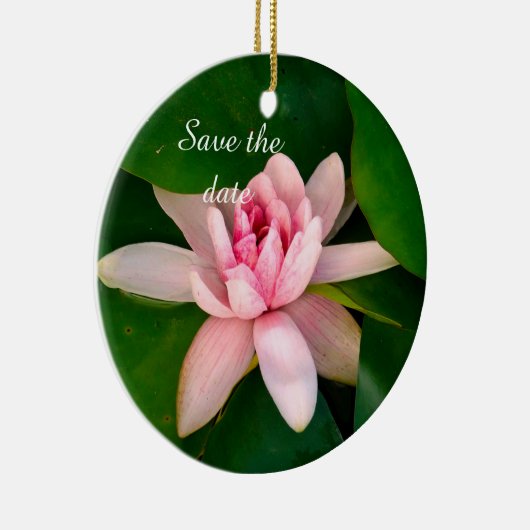 美しい蓮の花の写真日付を保存 セラミックオーナメント (右)