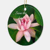 美しい蓮の花の写真日付を保存 セラミックオーナメント (左)