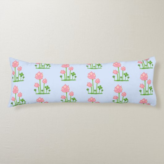 美しい蓮の花オンスカイブルー抱き枕 ボディピロー (正面)