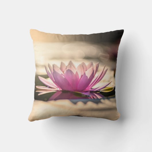 美しい蓮、湖、風景 クッション (裏面)