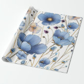 美しい薄い青い野生の花 ラッピングペーパー (アンロールド)