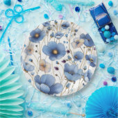 美しい薄い青の野生の花 ペーパープレート (パーティー)