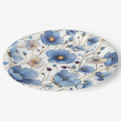 美しい薄い青の野生の花 ペーパープレート (アングル)