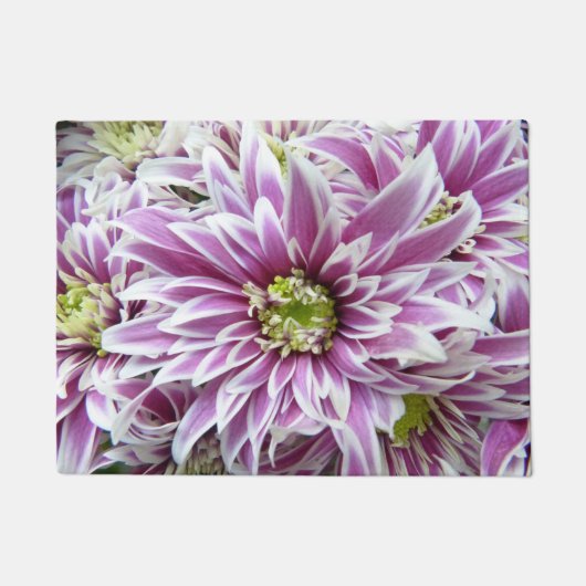 美しい薄紫および白い花 ドアマット (正面)