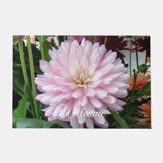 美しい薄紫のダリアの花 ドアマット (正面)