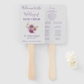 美しい薄紫ウォーターカラーフラワー結婚式 プログラム ハンドファン (正面&裏面)