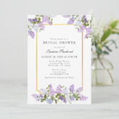 美しい薄紫フローラブライダルシャワー 招待状 (スタンド正面)