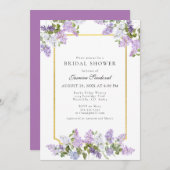 美しい薄紫フローラブライダルシャワー 招待状 (正面/裏面)