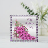 美しい薄紫ブーケ&ダイヤモンド90誕生日 招待状 (スタンド正面)