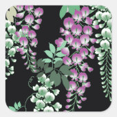 美しい藤のヴィンテージ日本のフローラ スクエアシール (正面)