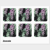 美しい藤のヴィンテージ日本のフローラ スクエアシール (シート)