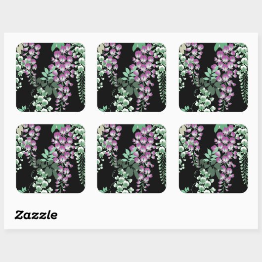 美しい藤のヴィンテージ日本のフローラ スクエアシール (シート)