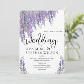 美しい藤の木の結婚水色 招待状 (スタンド正面)