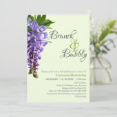 美しい藤の花のブランチとバブル ブライズシャワー 招待状 (スタンド正面)