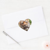 美しい虎の顔プリント ハートシール (封筒)