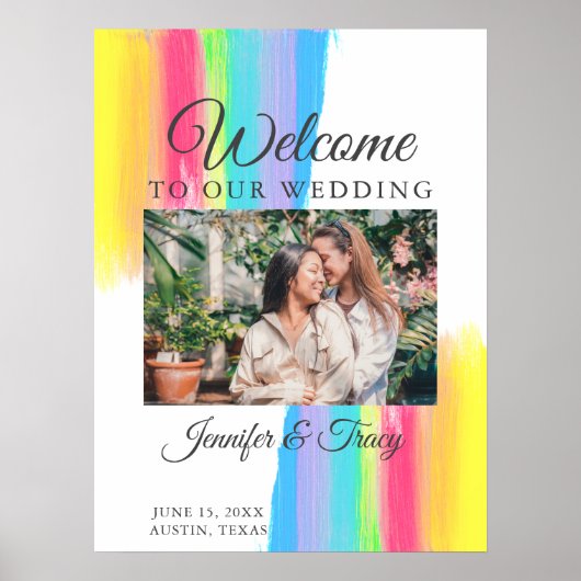 美しい虹の写真ようこそ私たちの結婚の ポスター (正面)