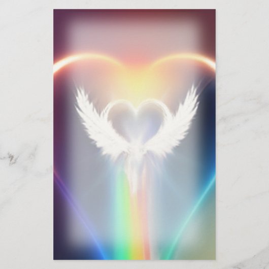 美しい虹の天使の翼モノグラム文房具 便箋 (裏面)