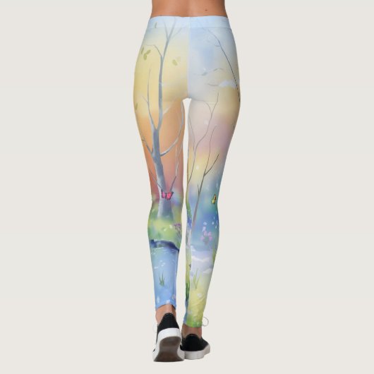 美しい虹の景色のフィット レギンス (裏面)