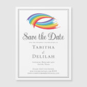 美しい虹の波は日付のマグネットカードを保存 (正面)