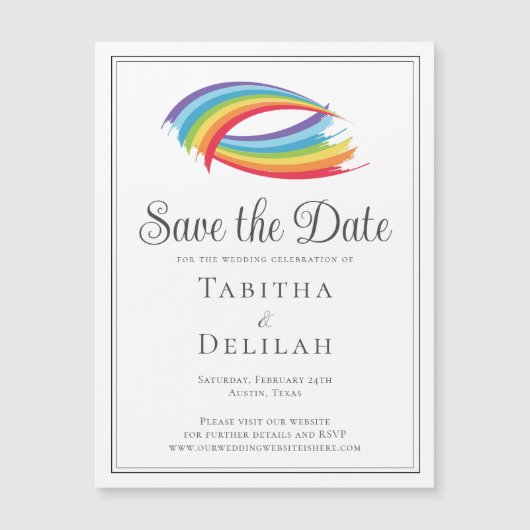 美しい虹の波は日付のマグネットカードを保存 (正面)