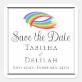 美しい虹の波LGBT日付を保存 スクエアシール (正面)