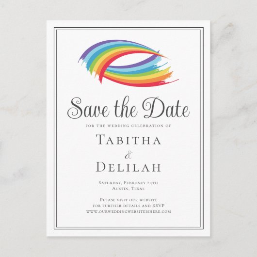 美しい虹の波LGBT日付を保存 案内ポストカード (正面)