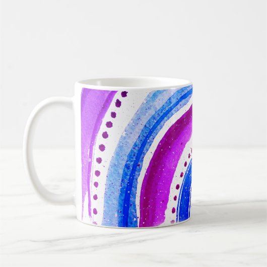 美しい虹の紫と青 コーヒーマグカップ (左)