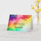 美しい虹の色の抽象的なデザインの誕生日 カード (黄色い花)