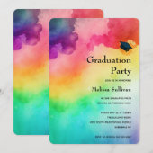 美しい虹の色の抽象的な卒業 招待状 (正面/裏面)