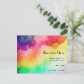 美しい虹の色の抽象芸術日付を保存 インビテーションポストカード (スタンド正面)