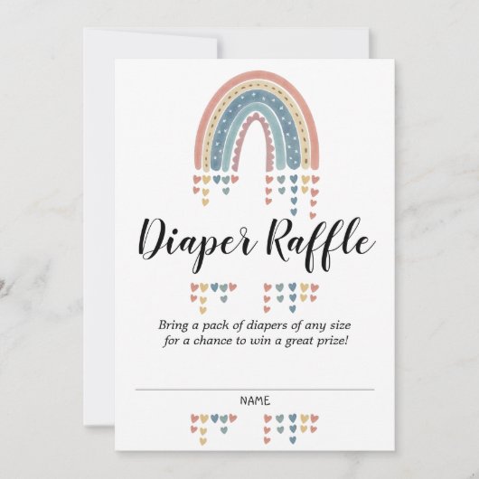 美しい虹の赤ちゃんシャワーおむつラッフルカード 招待状 (正面)