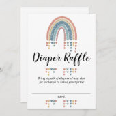 美しい虹の赤ちゃんシャワーおむつラッフルカード 招待状 (正面/裏面)