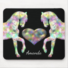 美しい虹の馬およびハート マウスパッド
