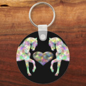 美しい虹の馬とハート キーホルダー (正面)