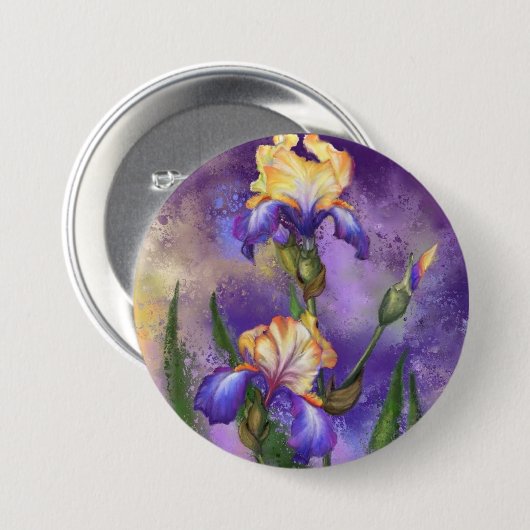 美しい虹彩の花 – アー絵画ト 缶バッジ (正面&裏面)