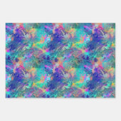 美しい虹彩色のオーシャンプリントパターン ラッピングペーパーシート (正面3)