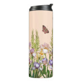 美しい虹彩、鳥と蝶パーソナライズされた タンブラー (回転左)