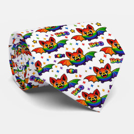 🦇🌈 美しい虹色のこうもりのキャンディネクタイ ネクタイ