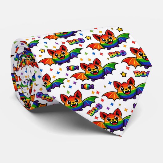 🦇🌈 美しい虹色のこうもりのキャンディネクタイ ネクタイ (ロール)