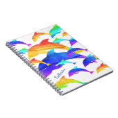 美しい虹色のイルカ - あなたの名前 ノートブック (右側)