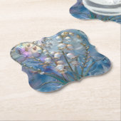 美しい虹色のユリオブバレーエンボスグラス ペーパーコースター (アングル)