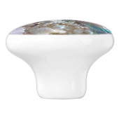 美しい虹色の貝殻 真珠 星型の魚 セラミックノブ (側面)