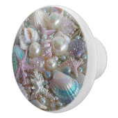 美しい虹色の貝殻 真珠 星型の魚 セラミックノブ (右)