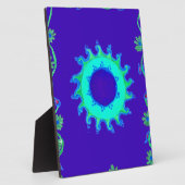 美しい虹色の青いフローラアートオイルペインティング フォトプラーク (側面)