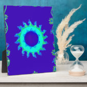 美しい虹色の青いフローラアートオイルペインティング フォトプラーク (側面)