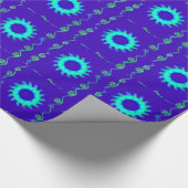 美しい虹色の青いフローラアートオイルペインティング ラッピングペーパー (角)