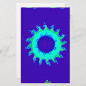 美しい虹色の青いフローラアートオイルペインティング 便箋 (正面/裏面)